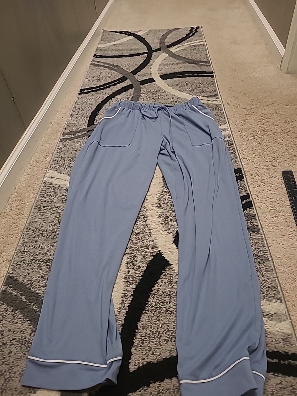 Lucky Brand Women's Straight Leg Lounge Pants/Pockets Drawstring, Blue Small